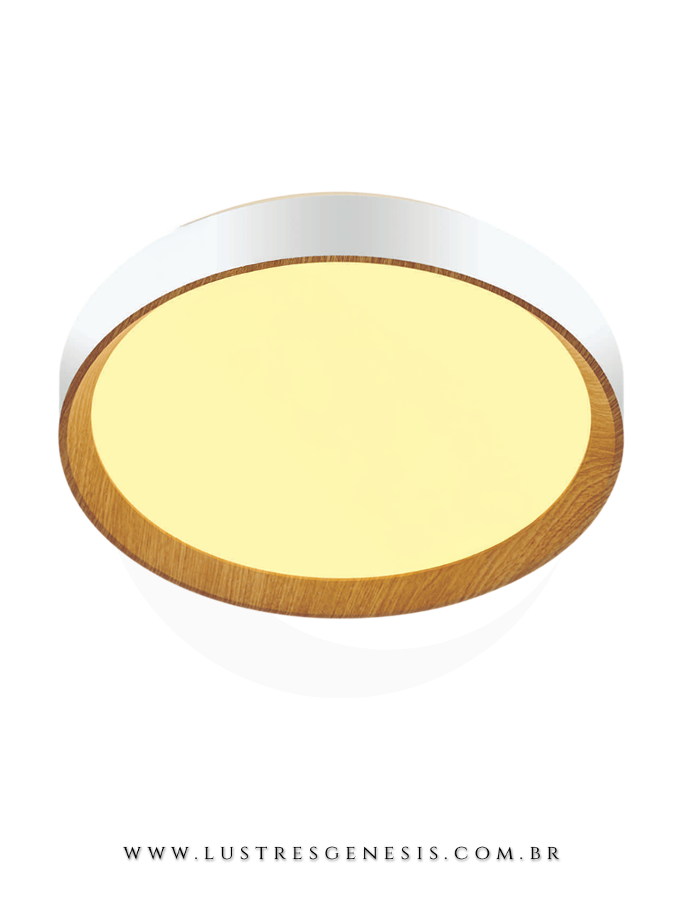 Plafon LED Moderno 40cm 2800 Lumens Cor Palha Gênesis